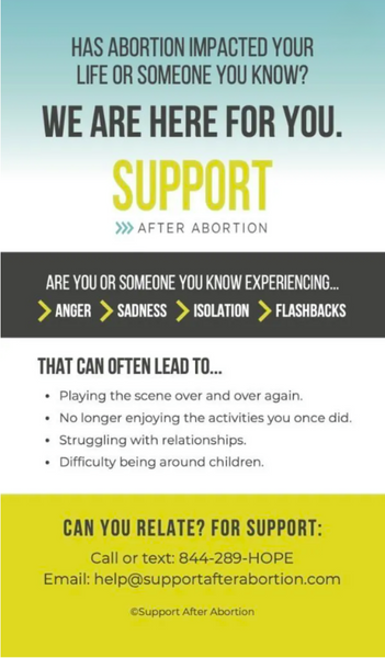 Support After Abortion Large Card (Set of 25)